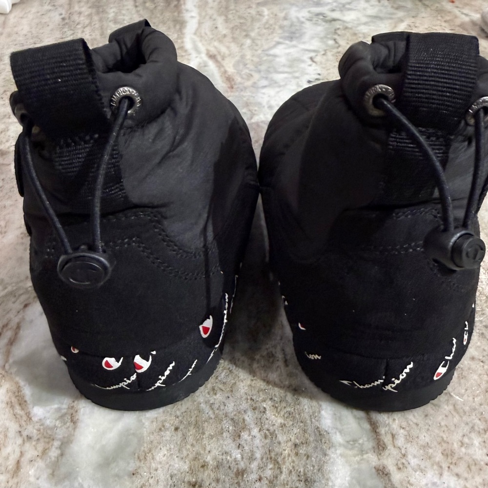 Champion Black Quilted Boot-Style Sneakers with Logo Trim
